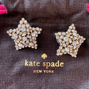 Pave Star Gold Pierced Earrings